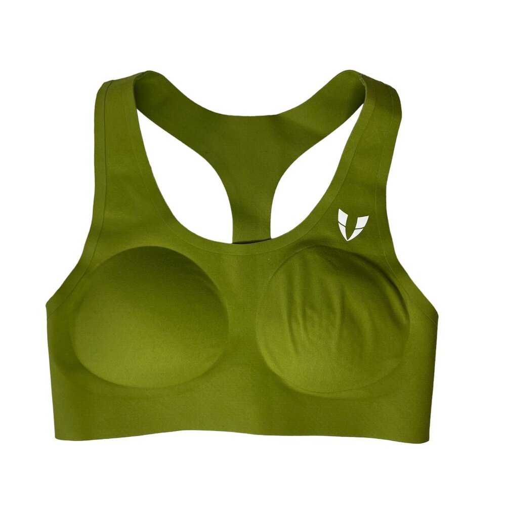 Firm Abs Racerback Sports Bra Womens XS Olive Green New Padded